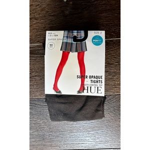 NWT Hue Super Opaque Black Tights. Size 2.